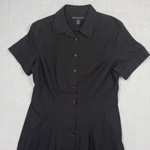 Brooks Brothers 346 Fit & Flare Dress Black Collared Short Sleeves Size 14 - Picture 3 of 13